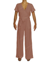 Short Sleeve Wrap Jumpsuit