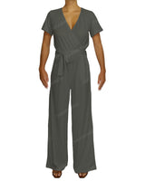 Short Sleeve Wrap Jumpsuit
