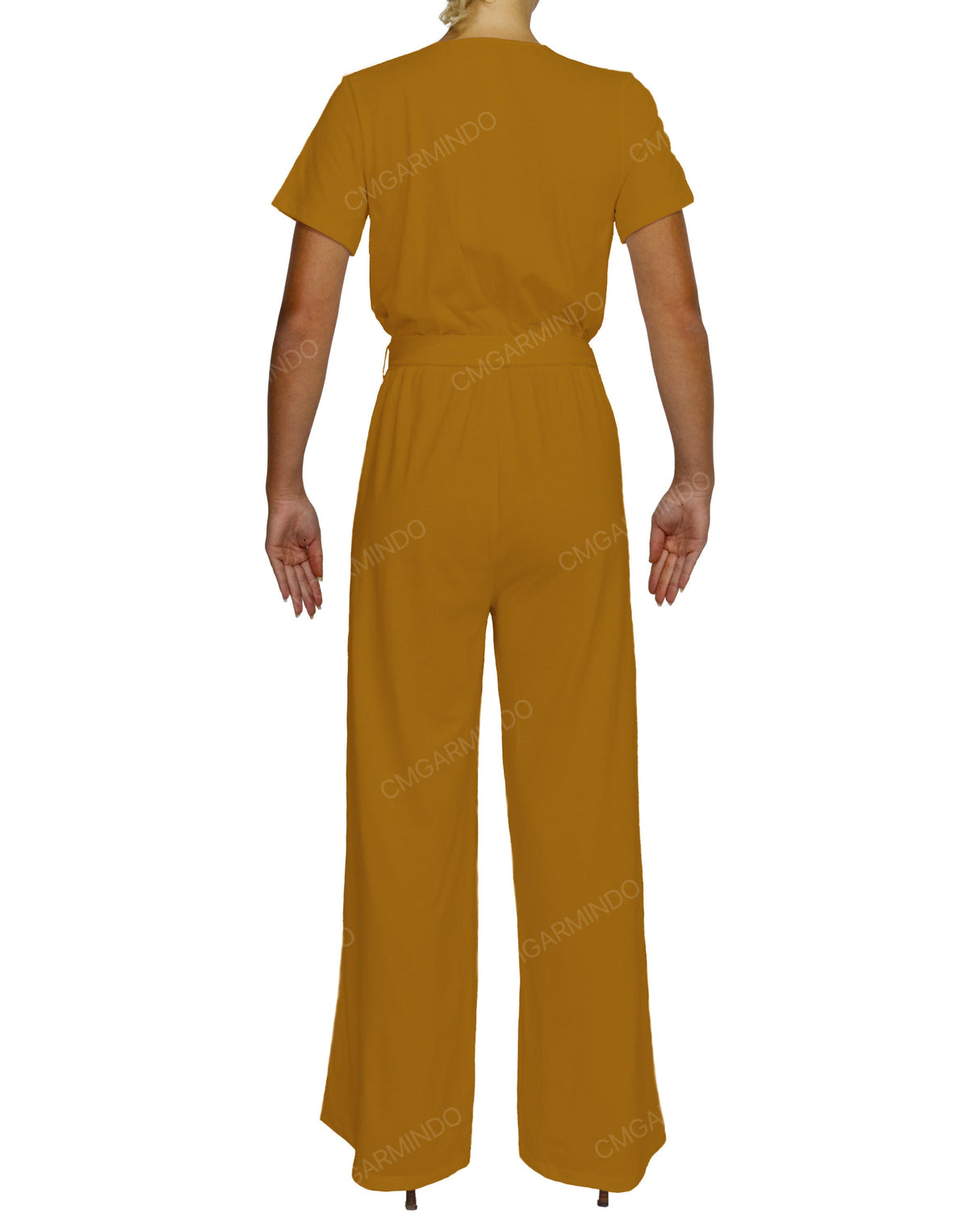 Short Sleeve Wrap Jumpsuit