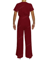 Short Sleeve Wrap Jumpsuit