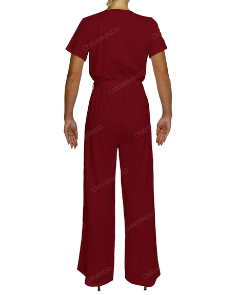 Short Sleeve Wrap Jumpsuit