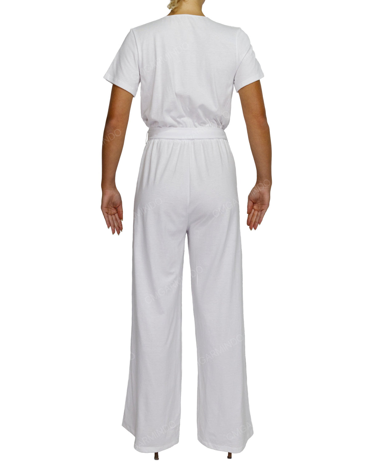Short Sleeve Wrap Jumpsuit