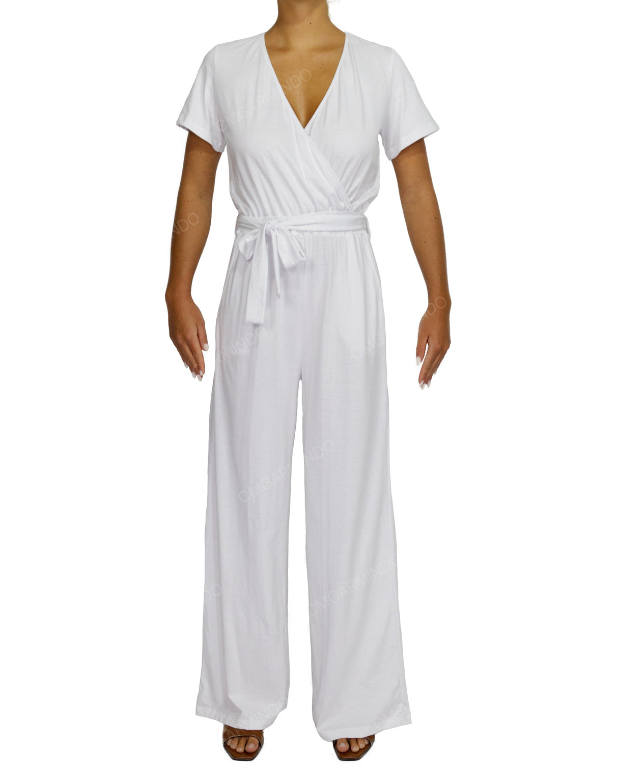 Short Sleeve Wrap Jumpsuit