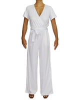 Short Sleeve Wrap Jumpsuit
