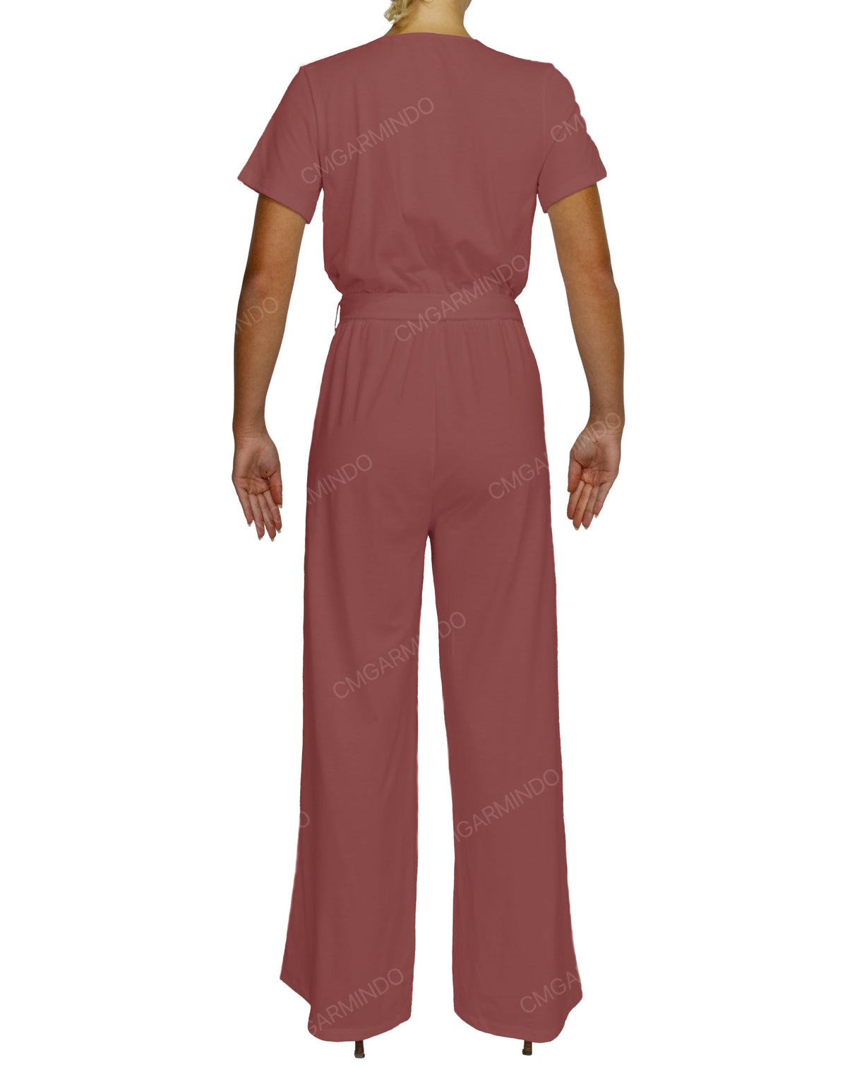Short Sleeve Wrap Jumpsuit