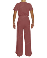 Short Sleeve Wrap Jumpsuit