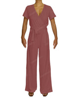 Short Sleeve Wrap Jumpsuit