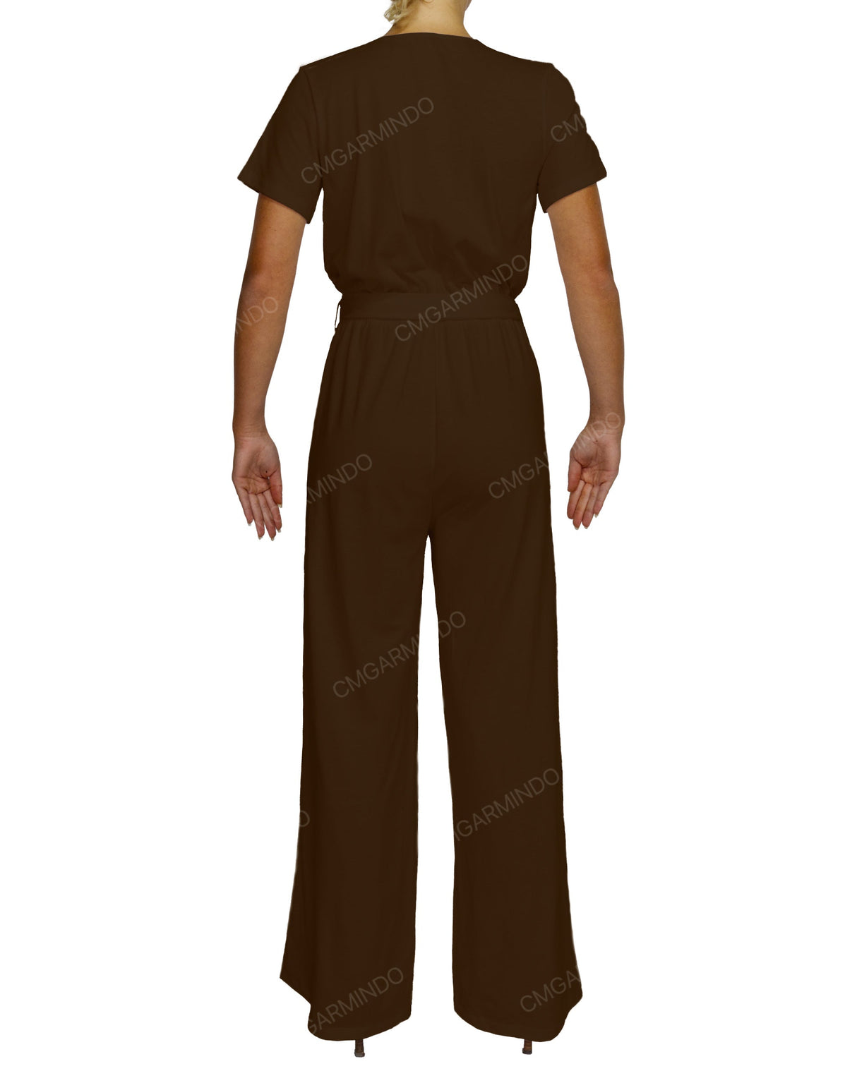 Short Sleeve Wrap Jumpsuit