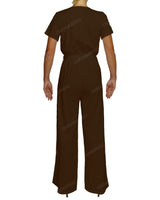 Short Sleeve Wrap Jumpsuit