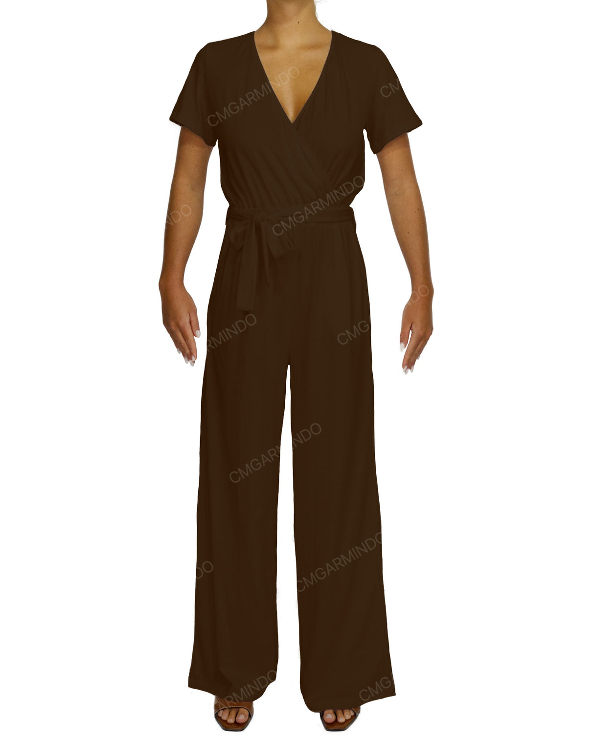 Short Sleeve Wrap Jumpsuit