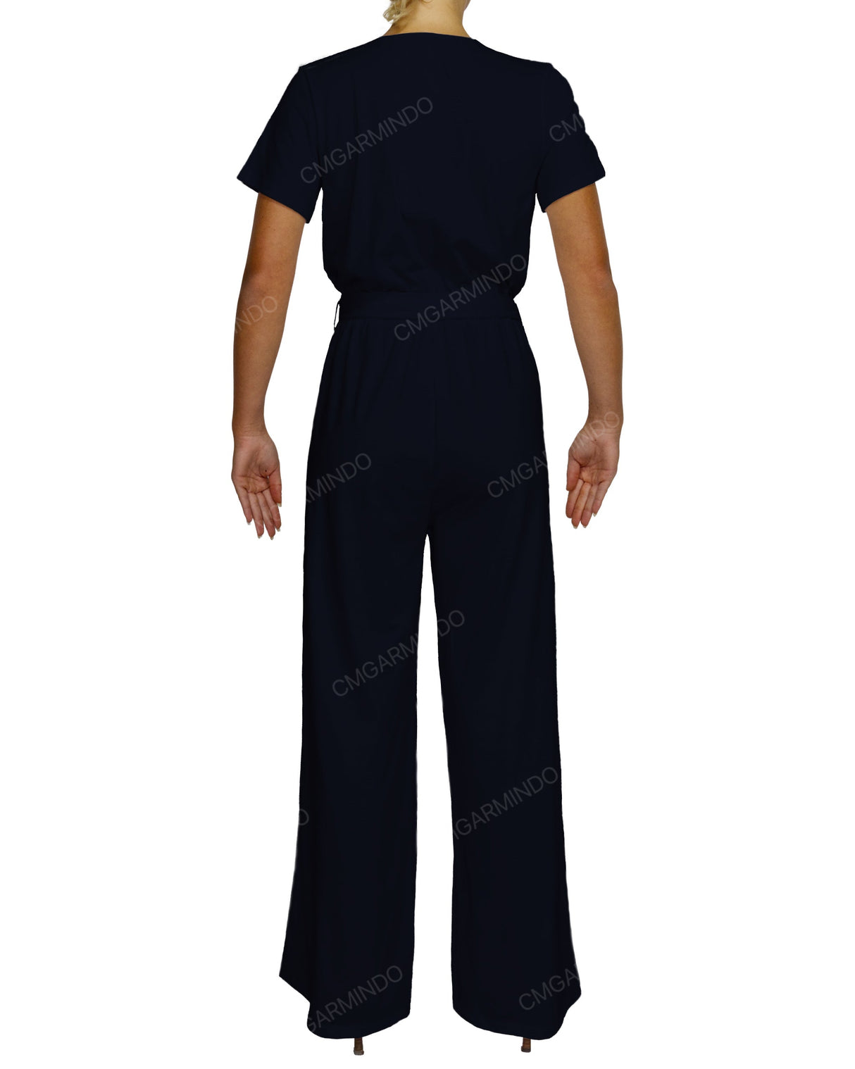 Short Sleeve Wrap Jumpsuit