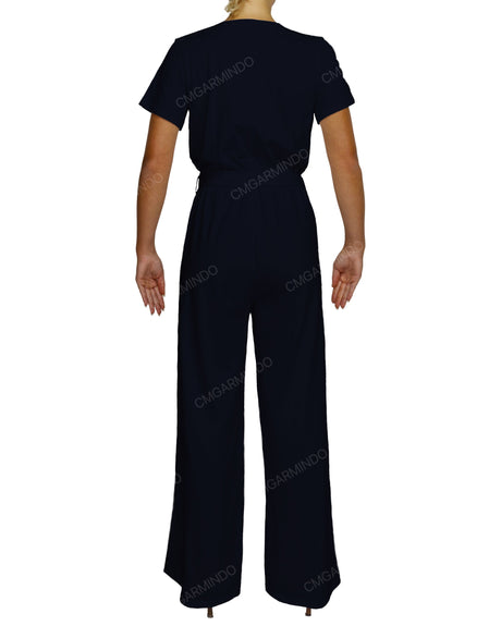 Short Sleeve Wrap Jumpsuit