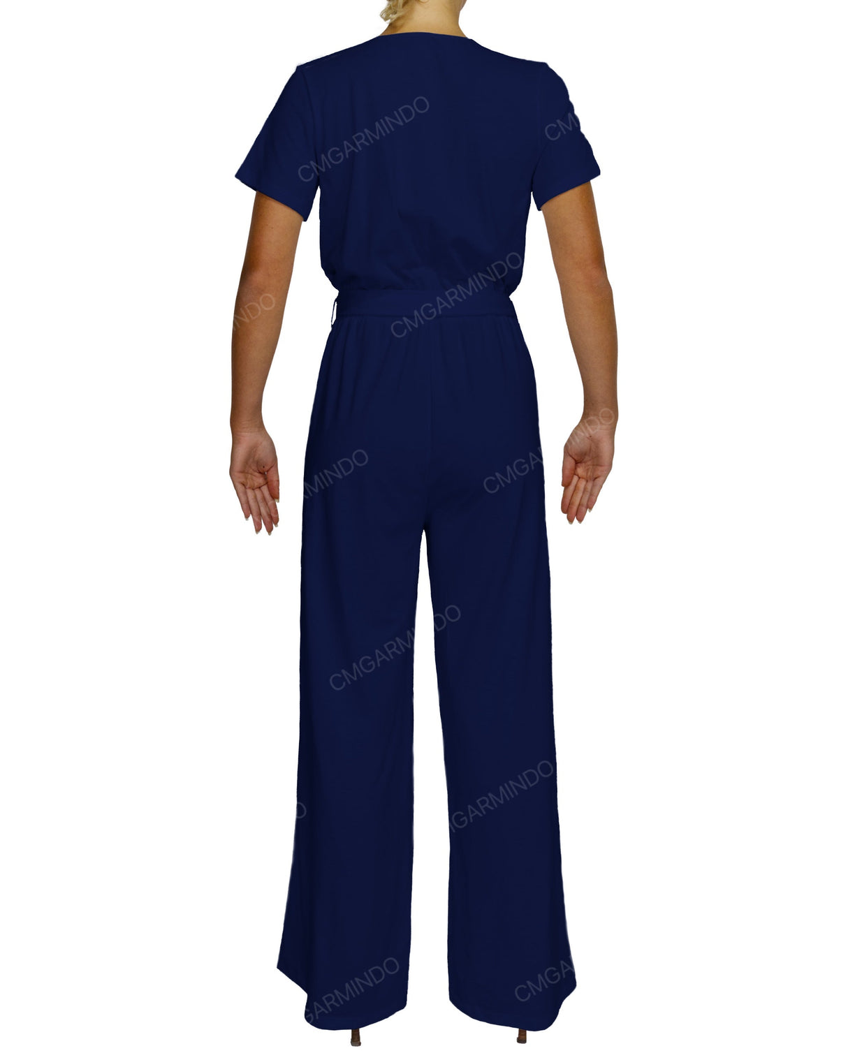 Short Sleeve Wrap Jumpsuit