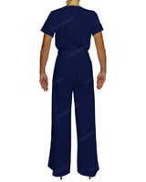 Short Sleeve Wrap Jumpsuit