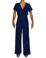 Short Sleeve Wrap Jumpsuit