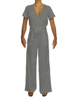 Short Sleeve Wrap Jumpsuit