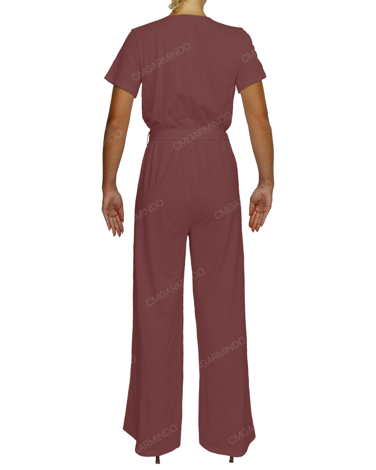 Short Sleeve Wrap Jumpsuit
