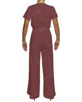 Short Sleeve Wrap Jumpsuit