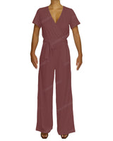 Short Sleeve Wrap Jumpsuit
