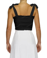 Shirred Shoulder Tie Crop Top
