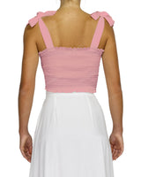 Shirred Shoulder Tie Crop Top