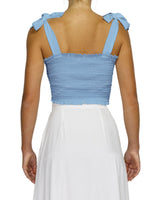 Shirred Shoulder Tie Crop Top