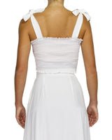 Shirred Shoulder Tie Crop Top