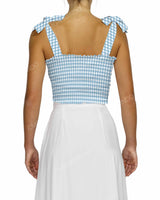 Shirred Shoulder Tie Crop Top