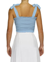 Shirred Shoulder Tie Crop Top