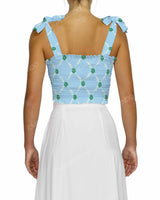 Shirred Shoulder Tie Crop Top