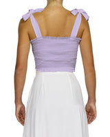 Shirred Shoulder Tie Crop Top