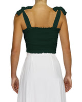 Shirred Shoulder Tie Crop Top