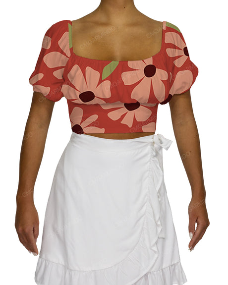 Puff Sleeve Crop Top