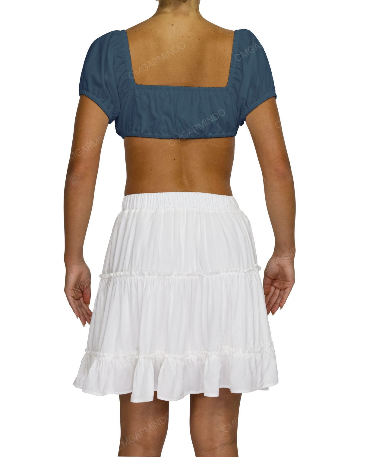 Puff Sleeve Tie Front Crop Top