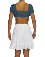 Puff Sleeve Tie Front Crop Top