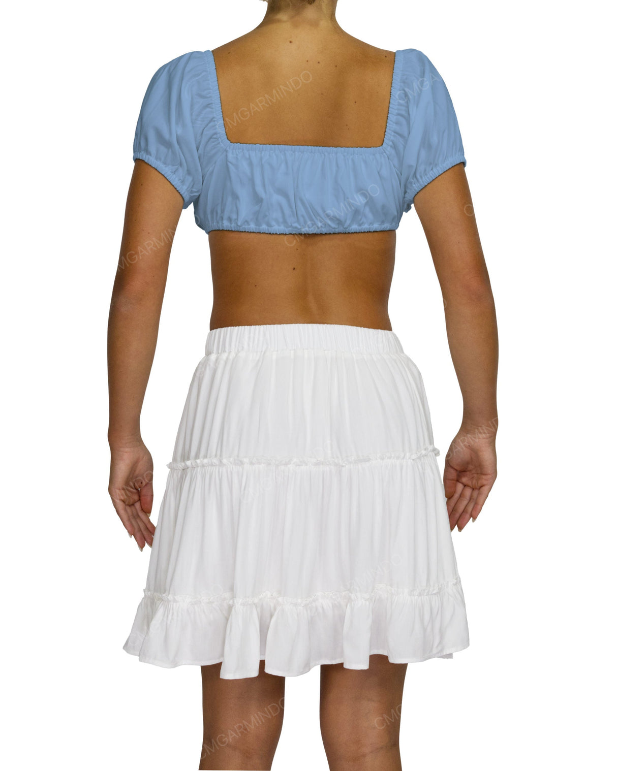 Puff Sleeve Tie Front Crop Top