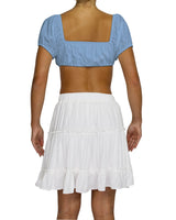 Puff Sleeve Tie Front Crop Top