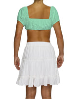 Puff Sleeve Tie Front Crop Top