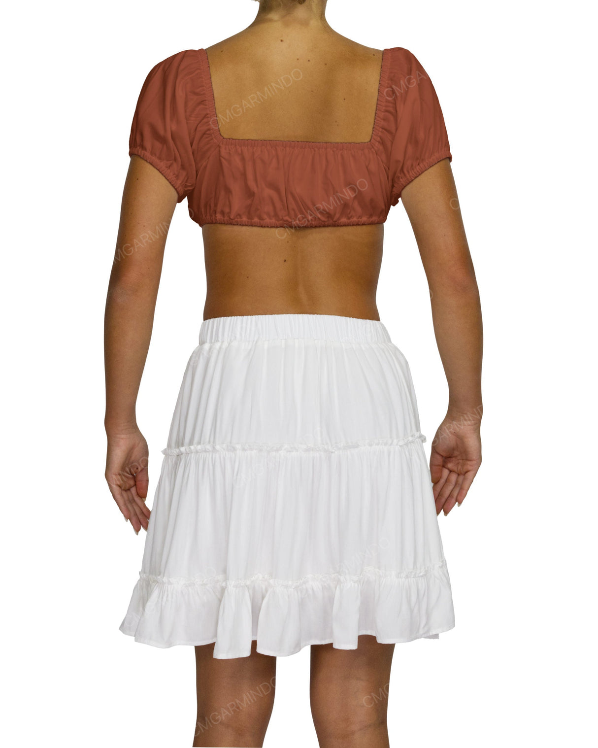 Puff Sleeve Tie Front Crop Top