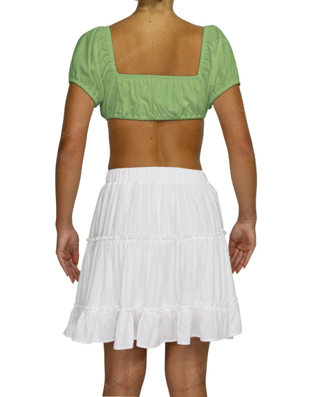 Puff Sleeve Tie Front Crop Top