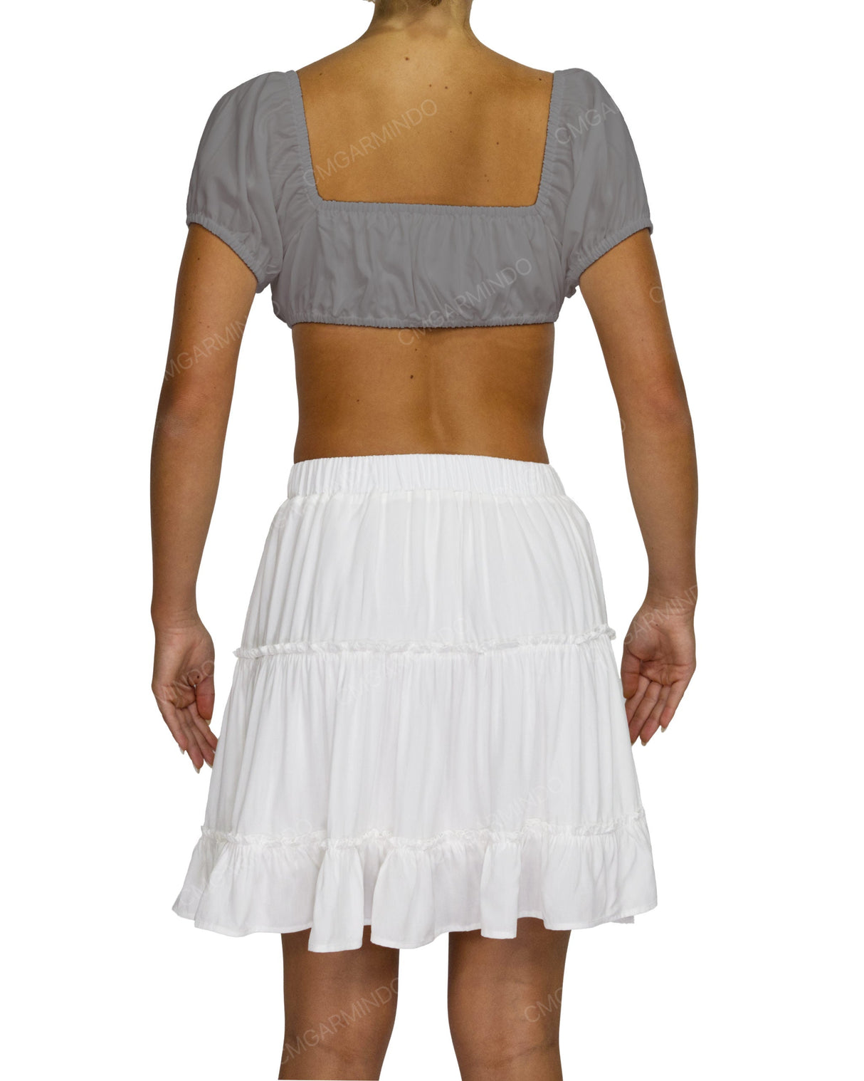 Puff Sleeve Tie Front Crop Top