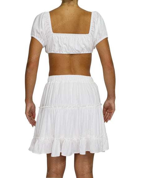Puff Sleeve Tie Front Crop Top