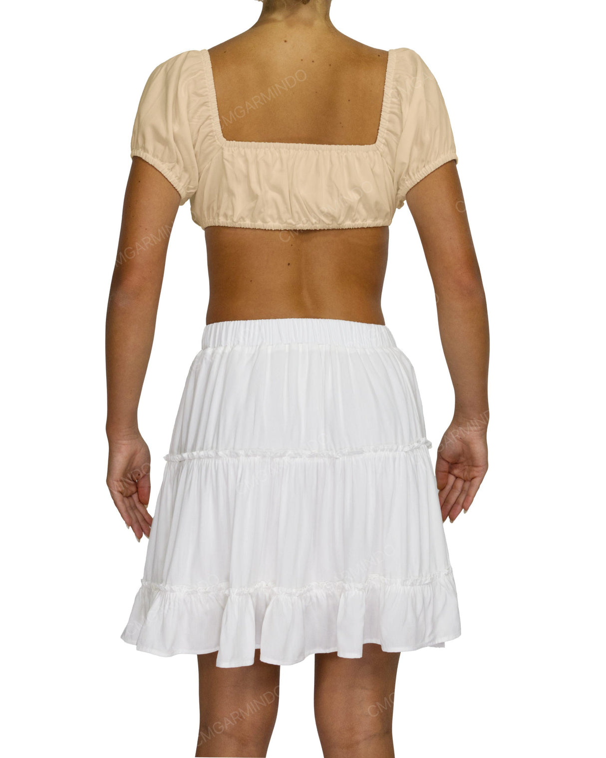 Puff Sleeve Tie Front Crop Top