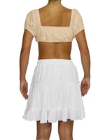 Puff Sleeve Tie Front Crop Top