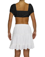 Puff Sleeve Tie Front Crop Top