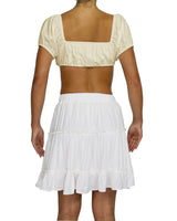 Puff Sleeve Tie Front Crop Top