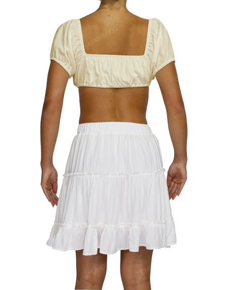 Puff Sleeve Tie Front Crop Top