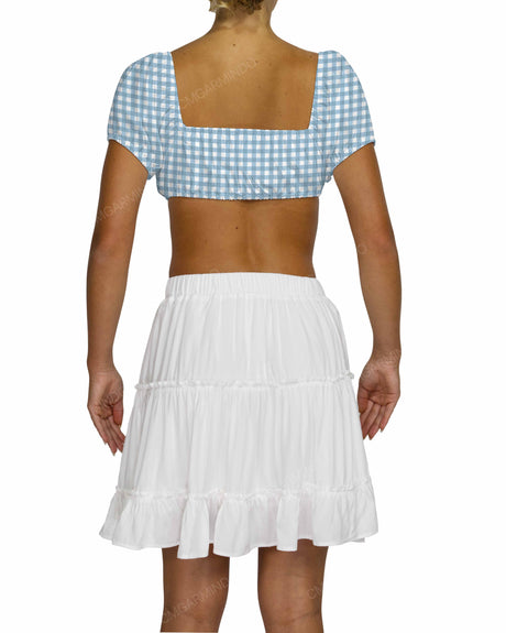 Puff Sleeve Tie Front Crop Top