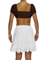 Puff Sleeve Tie Front Crop Top