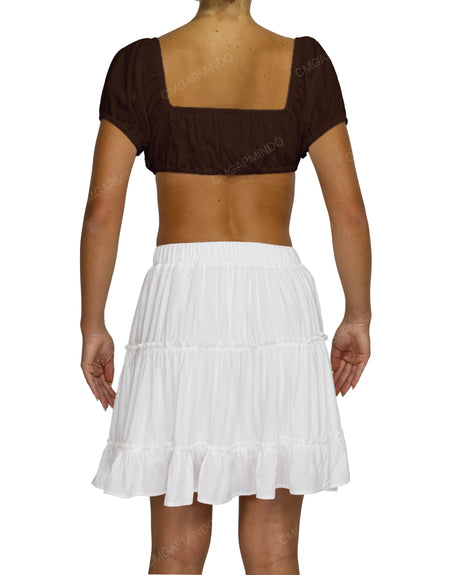 Puff Sleeve Tie Front Crop Top